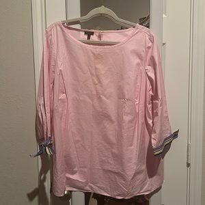 Talbots pink blouse with ribbon detail